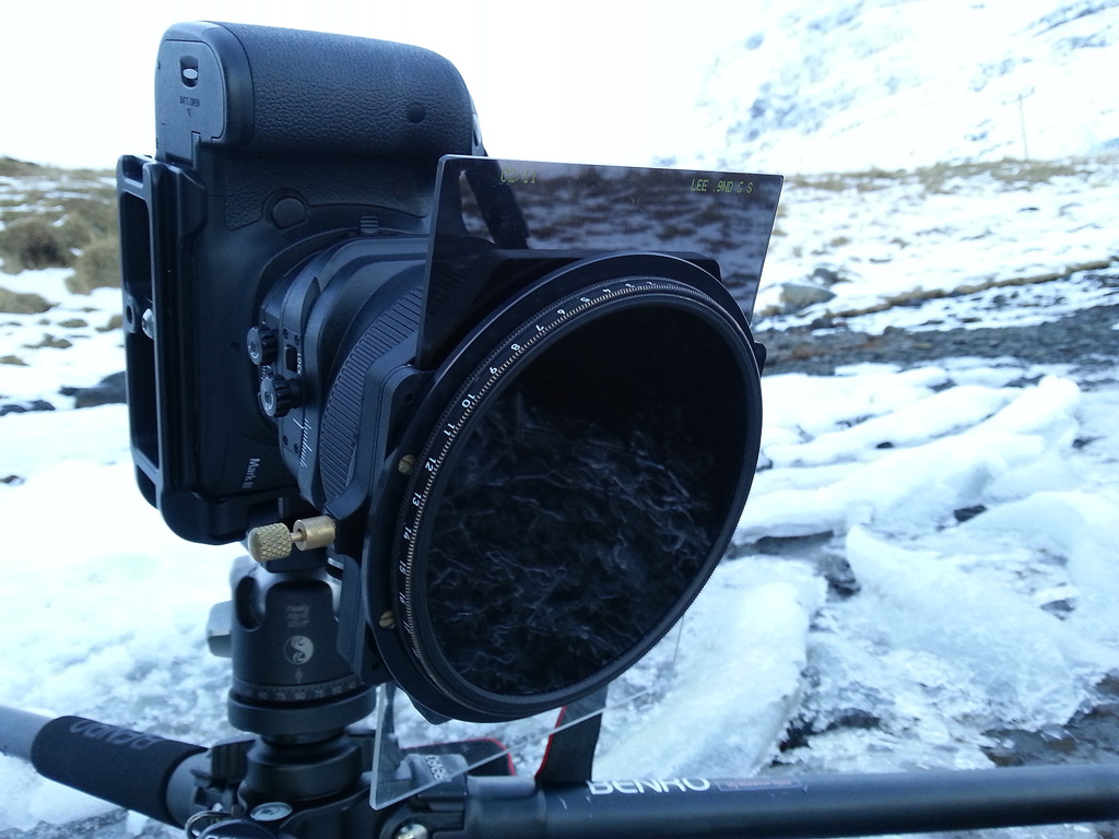 The ice shards reflecting on the 105mm polarizer I use on the front of the filter holder.