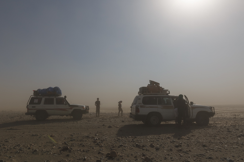 Our journey to the Danakil. Temperatures soared up to 48 degrees Centigrade, and the dust made it quite hard to shoot.