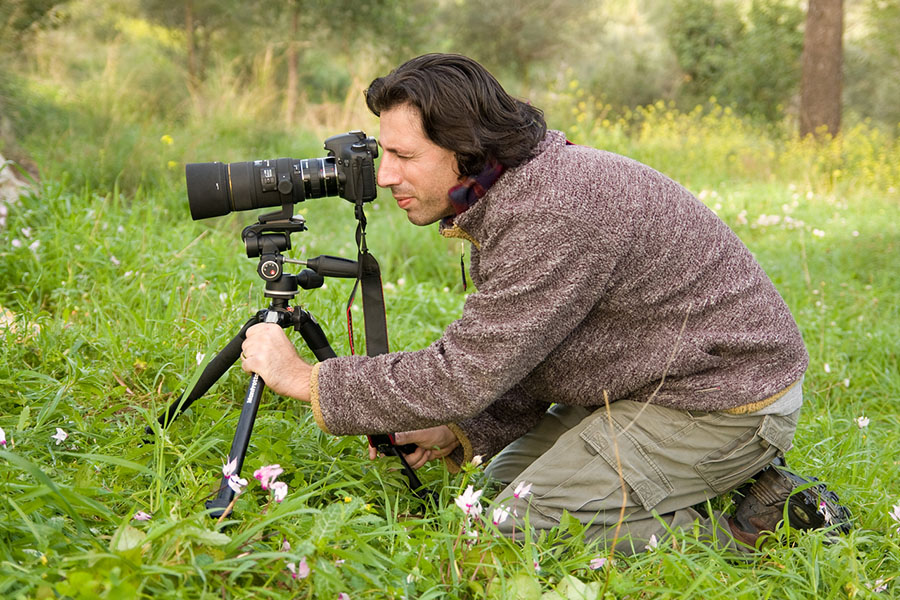 Photographer Shy Cohen doing what he does best: shooting in nature.