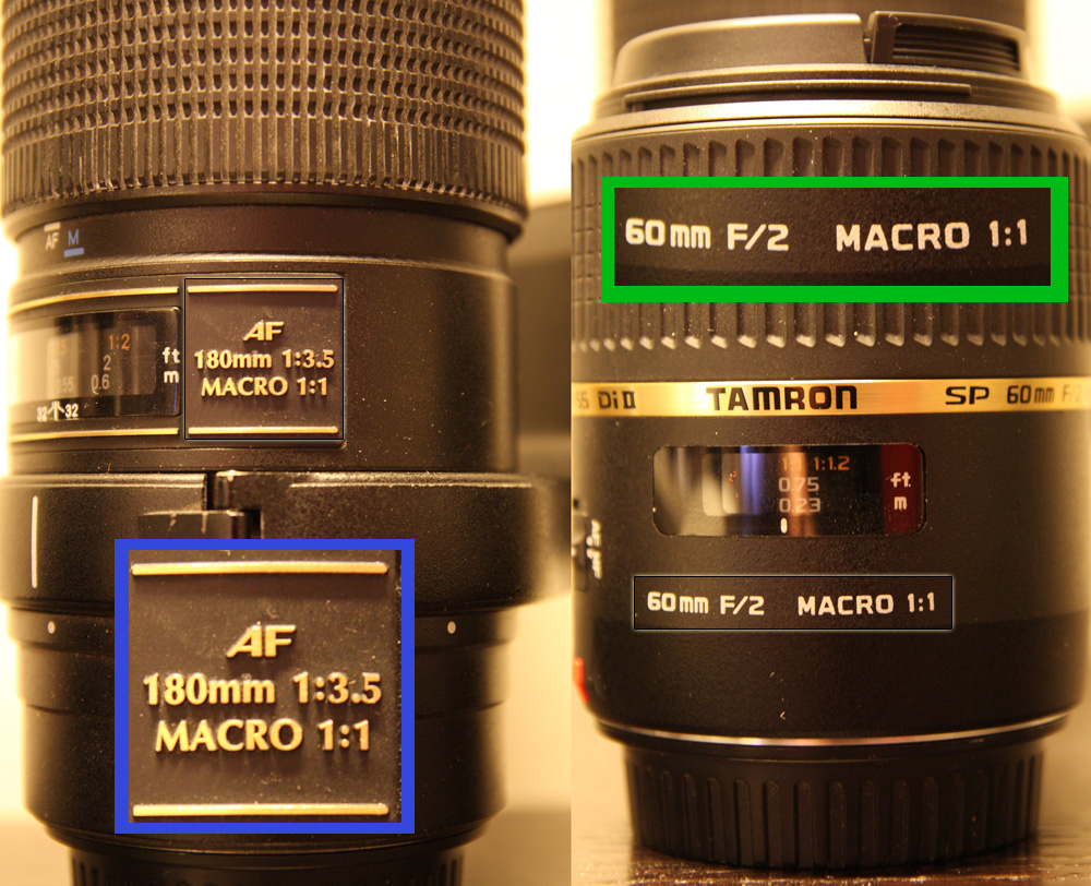 Modern true-macro lenses have the inscription 'macro 1:1' to indicate their capabilities.