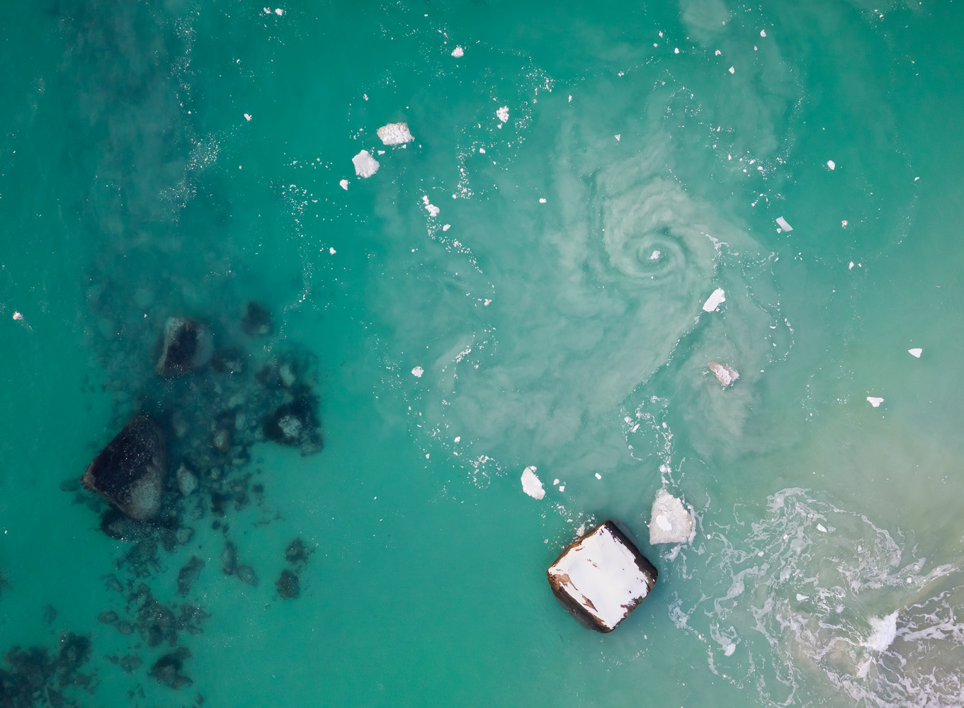 This amazing whirlpool was hiding about 10-20 meters from where I was standing. There was no way I could've detected or shot it without the drone. 