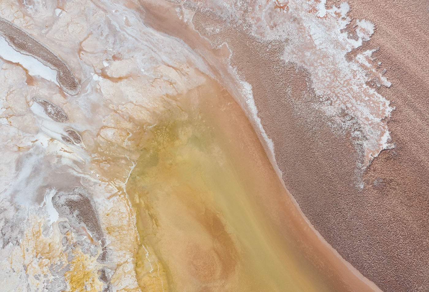 Amazing natural colors and patterns in the Argentinean high-altitude desert. Shooting this top-down gave the image a painting-like appearance. 