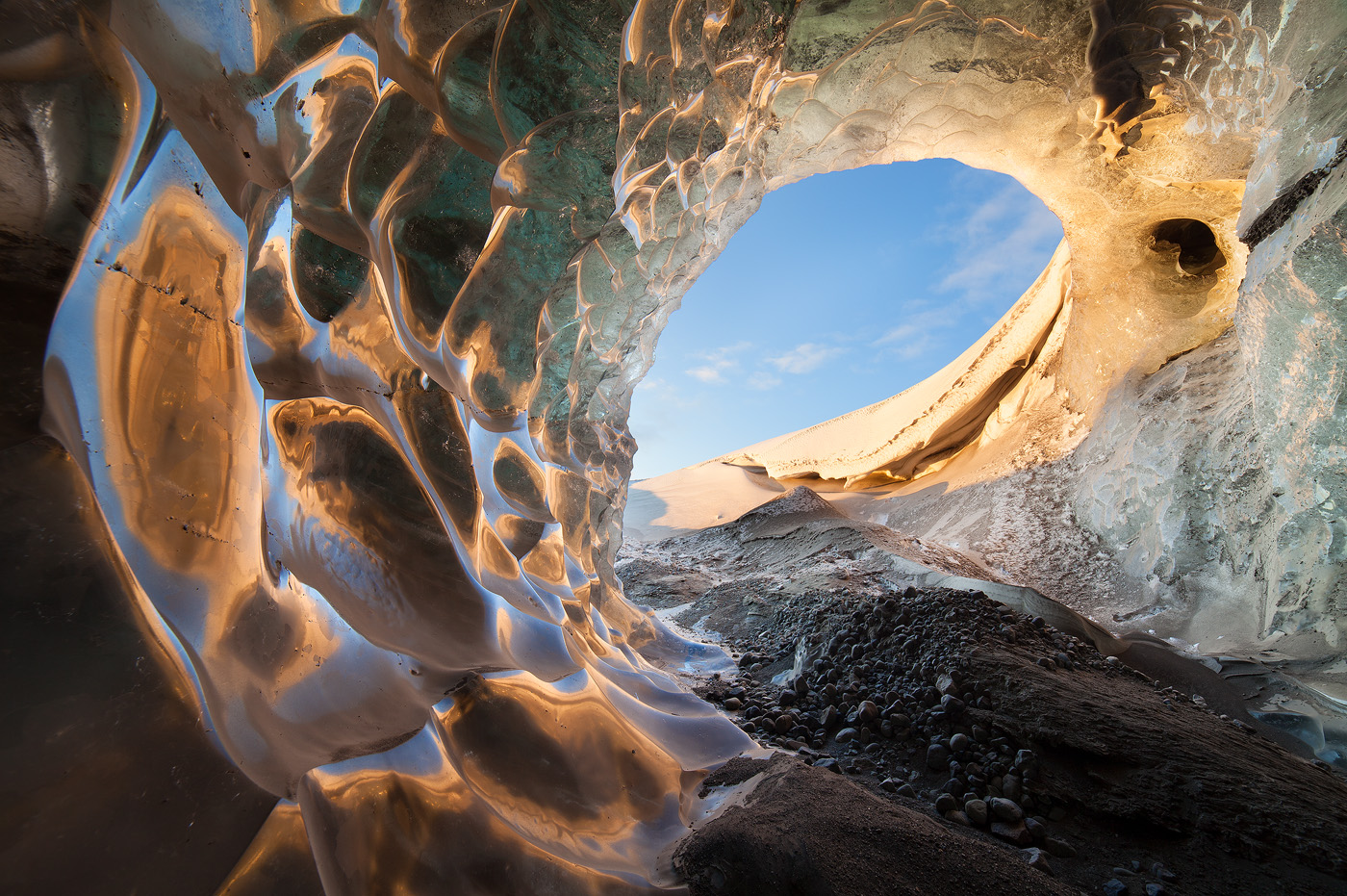This long-gone ice cave in Iceland has been one of my most successful shots ever since it was taken in December 2011. The cave melted and collapsed soon after I took the shot.<br>Canon EOS 5D Mark IV, Samyang 14mm f/2.8, 1/25 sec, f/14, ISO 100 <br>Breiðamerkurjökull, Iceland